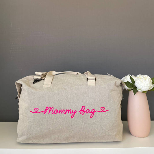 Borsone mommy bag scritta rosa fluo