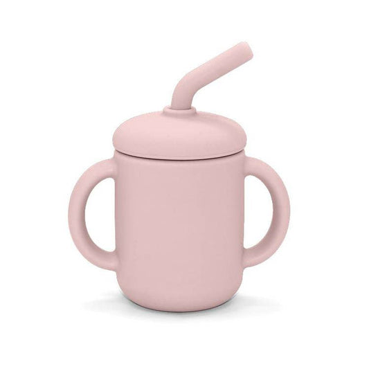 Tazza in silicone con cannuccia rosa