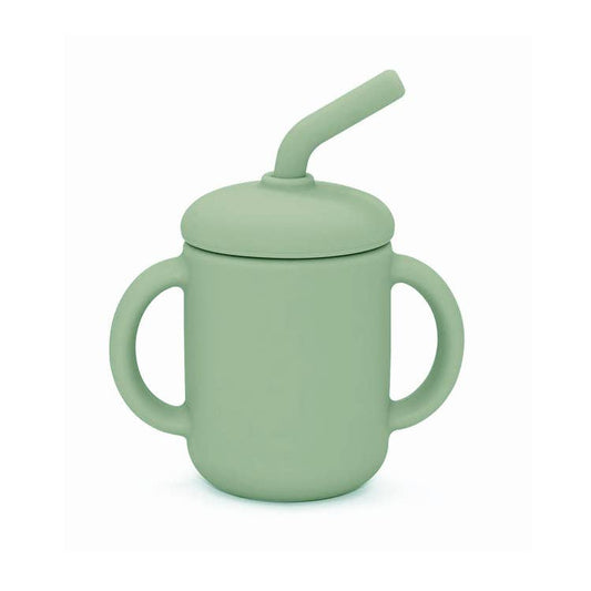 Tazza in silicone con cannuccia verde