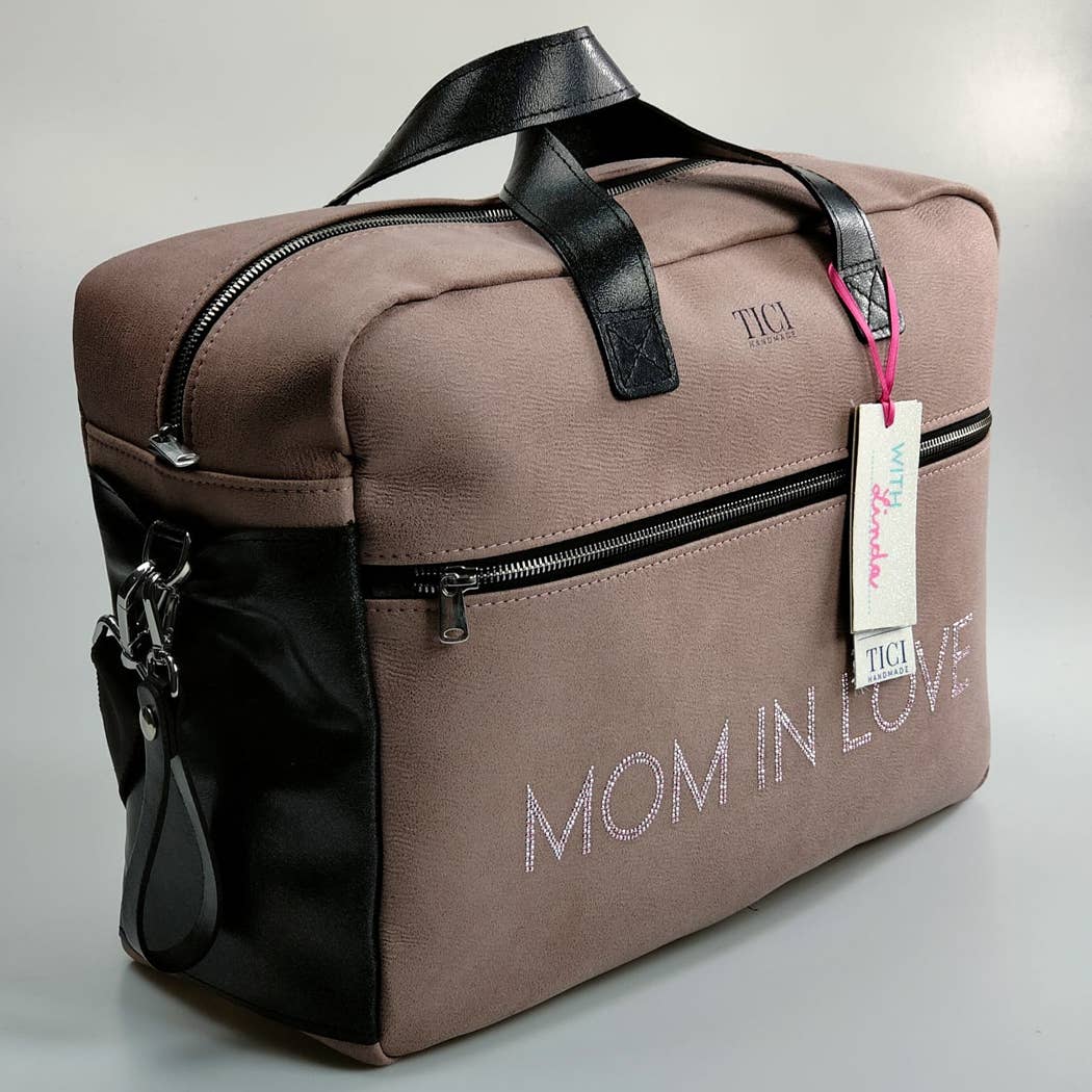 Borsone mommy bag Nabuck rosa