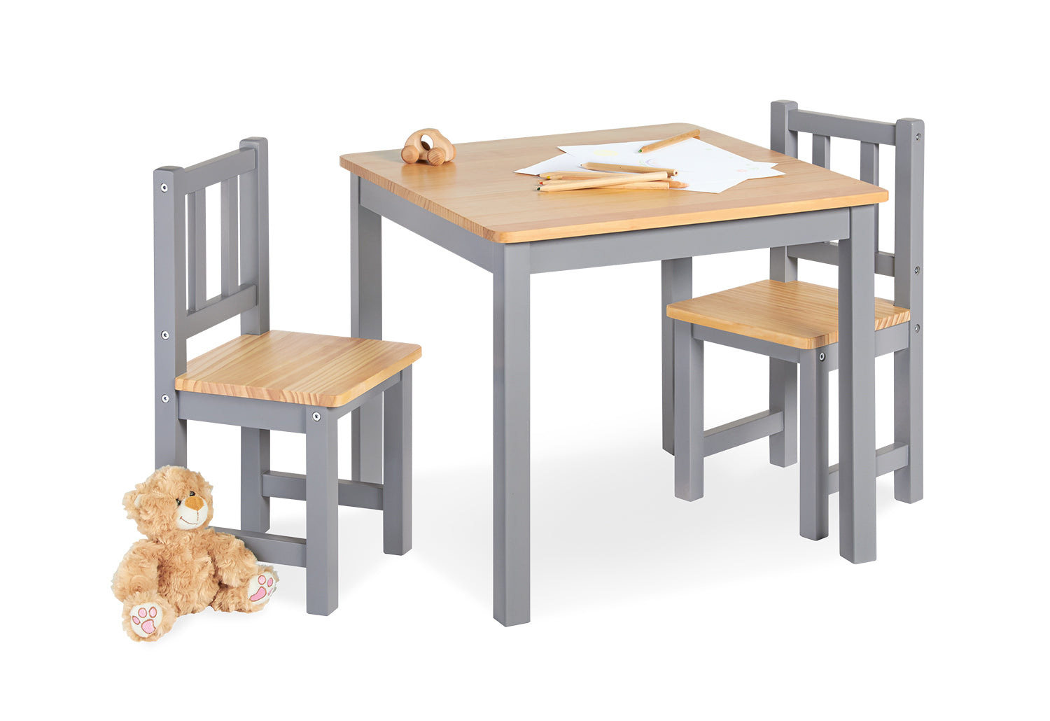 Tavolo per bambini legno e grigio - Vickylù infanzia