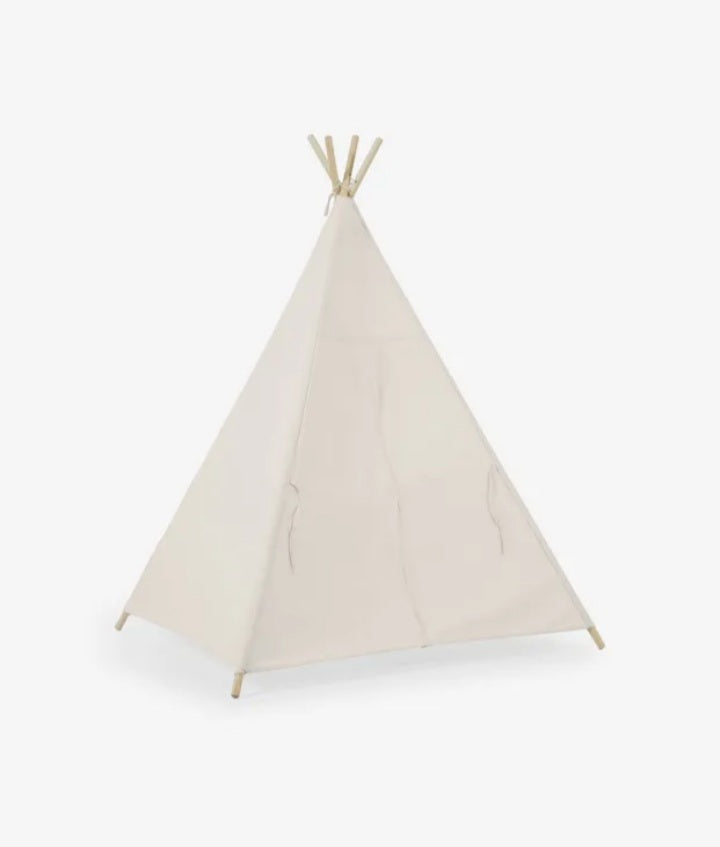 Tenda Teepee Darlyn 100% cotone bianco e struttura in legno di pino massiccio - Vickylù infanzia