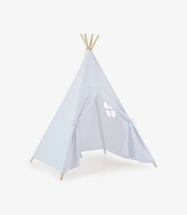 Tenda Teepee Darlyn 100% cotone bianco e struttura in legno di pino massiccio - Vickylù infanzia