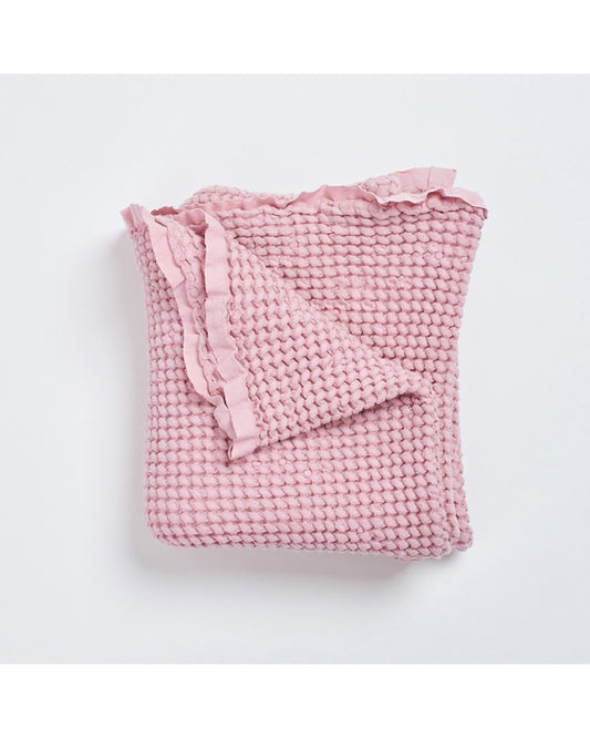 Coperta misto lino e cotone 120x120 rosa - Vickylù infanzia