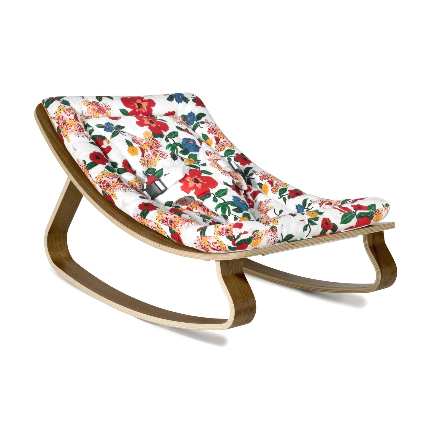 LEVO Baby Rocker in Noce con Cuscino Hibiscus - Vickylù infanzia