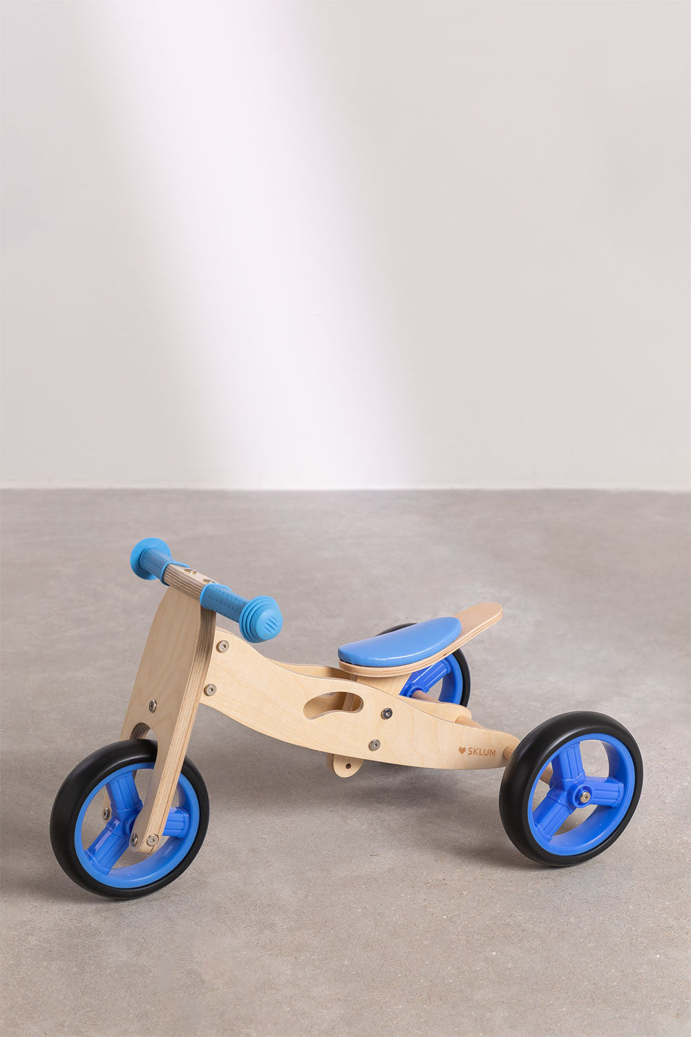 Triciclo di legno 2in1 blu - Vickylù infanzia